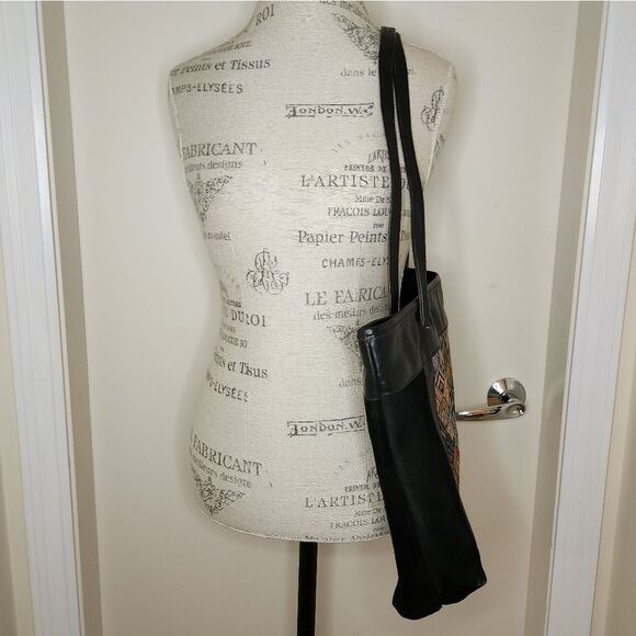 70s Kilim Leather Tote Carpetbag - Picture 3 of 12